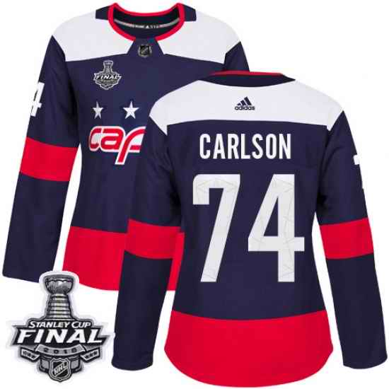Adidas Capitals #74 John Carlson Navy Authentic 2018 Stadium Series Stanley Cup Final Women's Stitched NHL Jersey